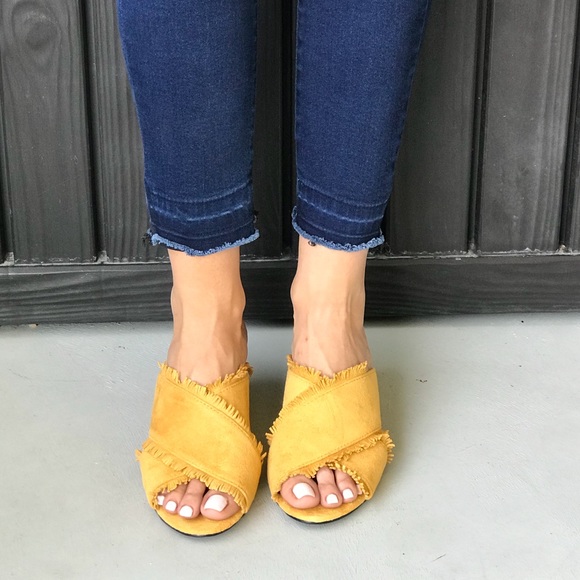 Boutique Shoes - NIB Sacramento Frayed Fringe Kitten Heel Mule